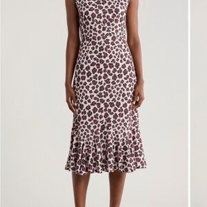 Hutch Kari Red Leopard-Print Midi Dress sz L